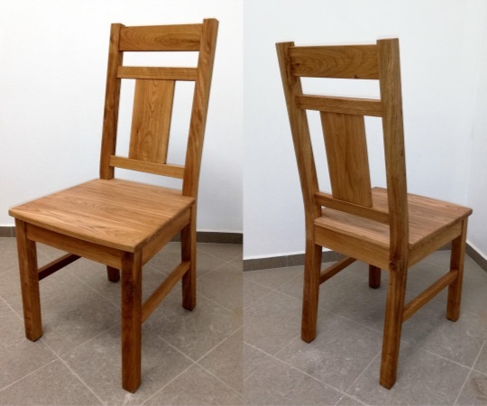 Židle z dubového dřeva, čepovaná, drásané, nátěr olejem
